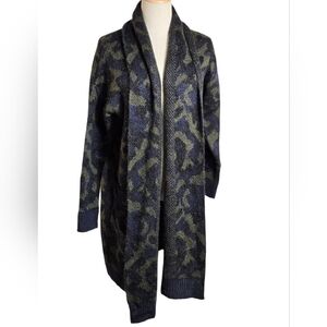 John + Jenn Anthropologie Camouflage Green And Black Open Front Cardigan